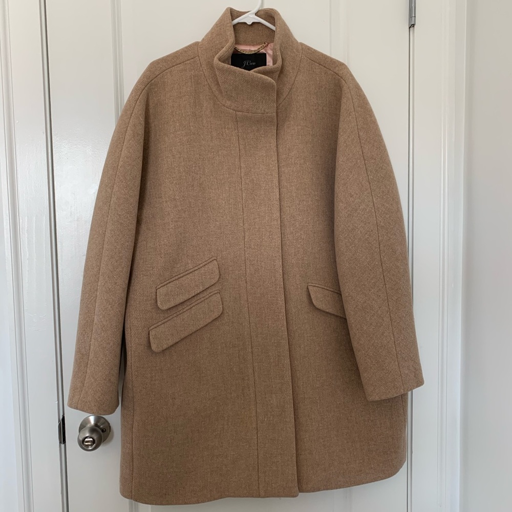 NWT J.Crew Cocoon Coat Stadium Cloth Wool Tan - 20